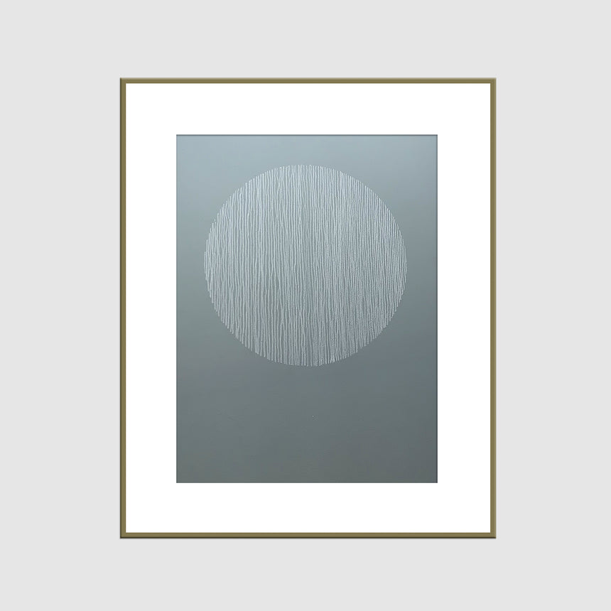 Samu – Drawing Enso on Blue with Gold Frame
